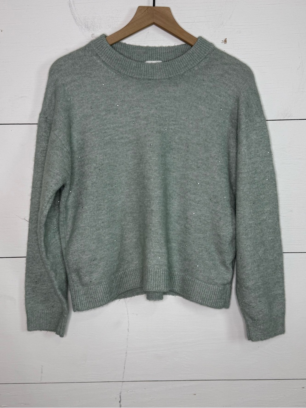 H&M • Mint Green Rhinestone Crewneck Sweater Size Small